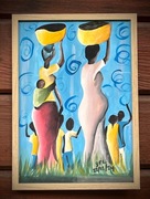 Afrykański obraz z Ghany sygnatura 3EL