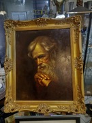 Portret Starego Mistrza (Styl Frans Schoormans) w Złotej Ramie