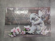 Obraz na płótnie Aniołek kwiaty wiśni 75x50 cm canvas