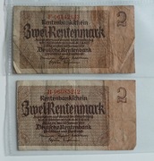 Niemcy 2 rentenmark 1937 2sztuki banknotów