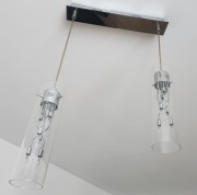 Nowoczesna lampa sufitowa szkło + chrom (  podwójna)
