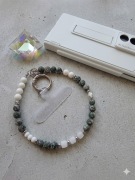 Biżuteryjna smycz do telefonu z Rodonitu i Jadeitu, Mattè Prism handmade