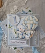 Kartka na urodziny roczek w pudełku ręcznie robiona dla chłopczyka