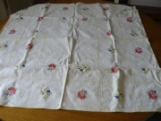 Lniany 100% len ręcznie haftowany haft 82 x 82 cm handmade