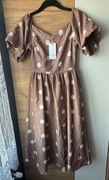 Damska brązowa sukienka w jasne grochy Secret Santa 