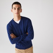 LACOSTE Merino Wool V-Neck Sweater Classic Fit 100% wełna sweter męski M