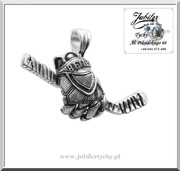 Srebrna rękawica hokejowa z kijem srebro 925 hokejowy kij