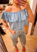 ZARA cropp top bluzka z falbaną hiszpanka oversize