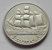 5 złotych 1936 r Żaglowiec - srebro