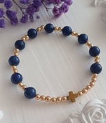 Bransoletka różaniec z naturalnego lapis lazuli 