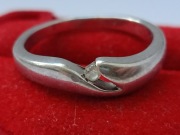 Srebrny gładki pierścionek z szkiełko obrączka SREBRO rozmiar 15