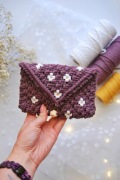 Makramowy portfelik fioletowy | Portfel ze sznurka | Na drobiazgi