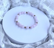 Bransoletka z kamieni naturalnych matowa Różowy Kryształ Górski