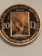 Dürer. Moneta kolekcjonerska fi 32 mm. Miedź patyna. Gyges