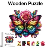Puzzle Drewniane XXL Wooden Montessori układanka nauka rozwój róża motyl