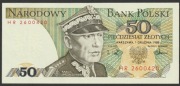 Polska 50 złotych 1988 - Karol Świerczewski - HR - stan bankowy UNC