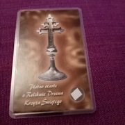 Obrazek z płótnem (relikwią III stopnia) potartym o relikwie Drzewa Krzyża 