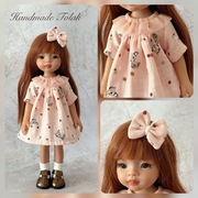 Zestaw 2w1 sukienka muslinowa ,spinka dla lalek Paola Reina 32cm
