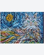 Obraz .Kot 40x30 recznie malowany 