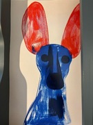 Plakat A3- czerwone ucho psa - abstrakcja 