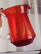 Szklany dzbanek czerwony Ząbkowice Fiedorowicz soczewka vintage retro prl