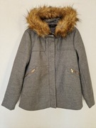 Krótki szary płaszcz z futerkiem Zara