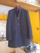 Męski płaszcz z wełny, granatowy, rozmiar 46