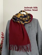 Szalik zimowy wełniany jedwab bordowy burgundowy damski męski unisex