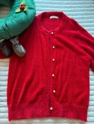 Reserved 164 czerwonych puchaty sweterek sweter kardigan 
