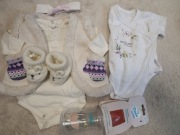 Zestaw ubranek niemowlęcych 62/68 kremowy |Weronika body+ GRATIS butelka