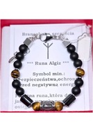 BRANSOLETKA NA LINCE RUNA ALGIZ DO WYBORU STAL KAMIEŃ TURMALIN NA WYMIAR 