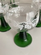 Kieliszki zielona Nóżka -Remer szlif winogrona