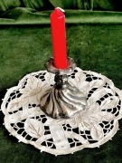 BIAŁY,MEREŻKA GEOMETRYCZNA z monogramem Kh,120x126cm .2szt.