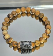 BRANSOLETKA RUNA VALKNUT STAL SZLACHETNA 316L  JASPIS SZER.17 CM MĘSKA 