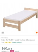 Łóżko jednoosobowe, sosnowe 