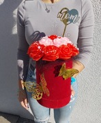 Flowerbox z satynowych róż, dzień matki 