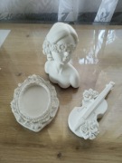 Odlewy gipsowe popiersie,skrzypce,ramka/lustro