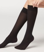 Podkolanówki skarpetki Calzedonia czarne 019 nero 30 den one się Italy Soft