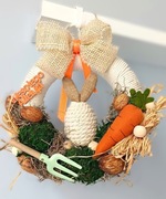 Wianek "Zajączek w ogrodzie" rękodzieło folk boho wiejski wielkanocny