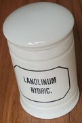Słoik, pojemnik apteczny porcelanowy CHODZIEŻ - lanolinum hydric.