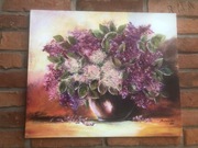 Obraz olejny Bzy na płótnie, sygnowany