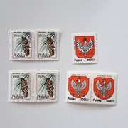 Zestaw 7 znaczków Polska PRL/1990–Orzeł Biały, flora, wysokie nominały.Auk2