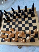 Mini szachy warcaby  drewniane  nowe