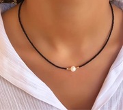 Naszyjnik Koraliki Perełka czerń / turkus