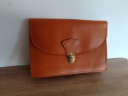 Saszetka na dokumenty z PRL skórzana camel