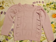 Sweterek dla dziewczynki 116 Bawełniany fioletowy ciepły zimowy