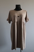Beżowa sukienka oversize z falbankami rozmiar 3XL (46) nowa z metką