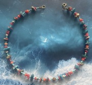 KORALOWA naszyjnik mix kamieni Koral Agat Apatyt..Hand-m Dzień Matki