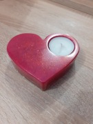 Dzień kobiet.. Świecznik na podgrzewacze. Serce że złotymi dodatkami,.