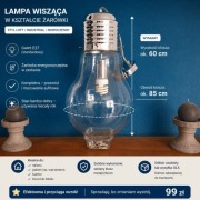 Designerska lampa wisząca w kształcie żarówki – nowoczesna, loft